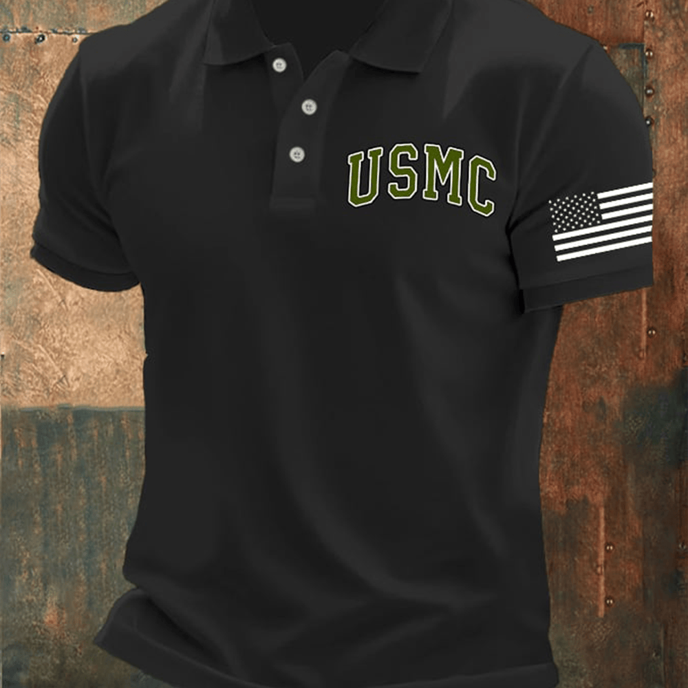 USMC 250Th Anniversary Polo Shirt American Flag Proud Marine Corps Patriotic Presents