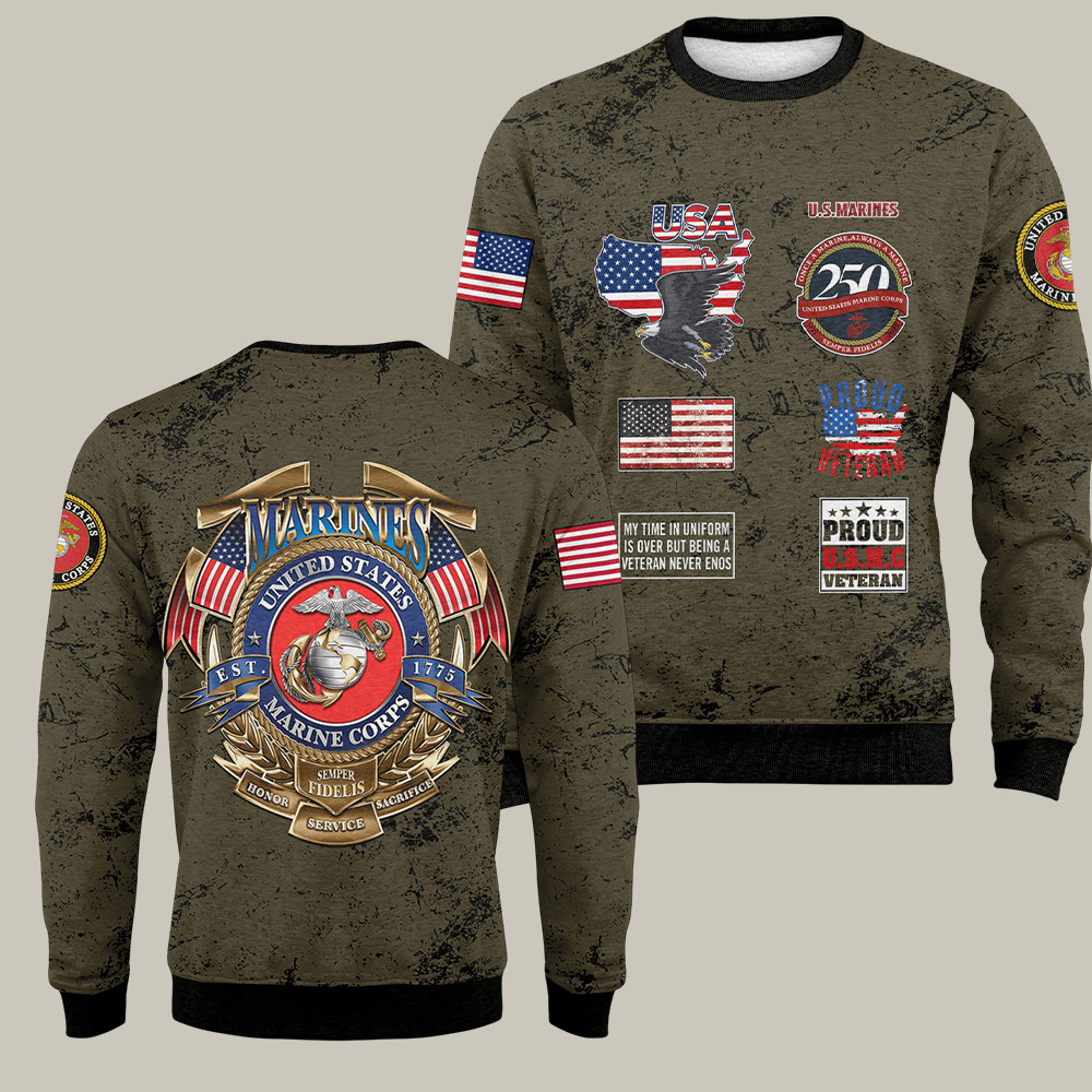 USMC 250th Anniversary Sweatshirt Semper Fidelis Tactical Clothing Gift Ideas