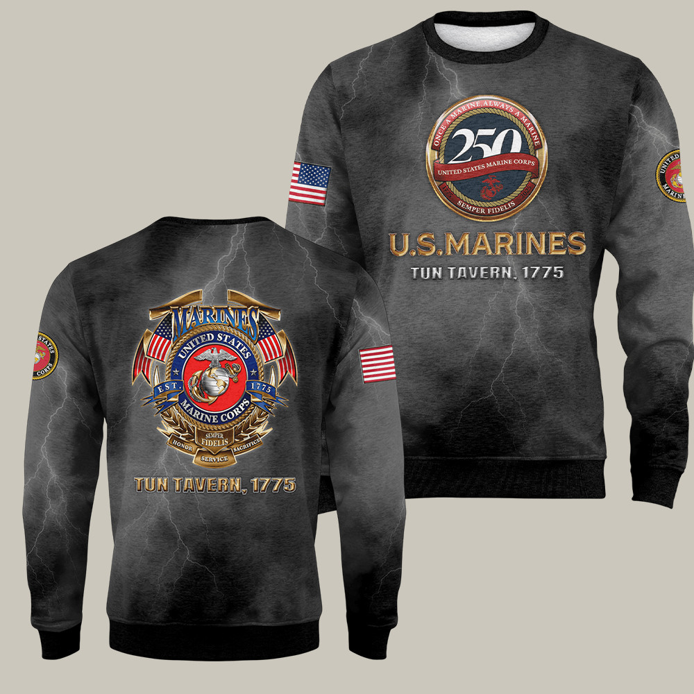 USMC 250th Anniversary Sweatshirt Tun Tavern 1775 Tactical Clothing Gift For Dad