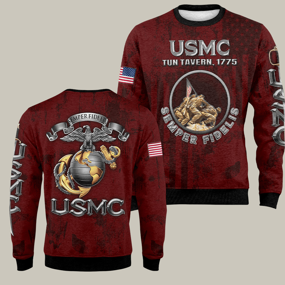 USMC 250th Anniversary Sweatshirt Tun Tavern Semper Fidelis Veteran Gifts