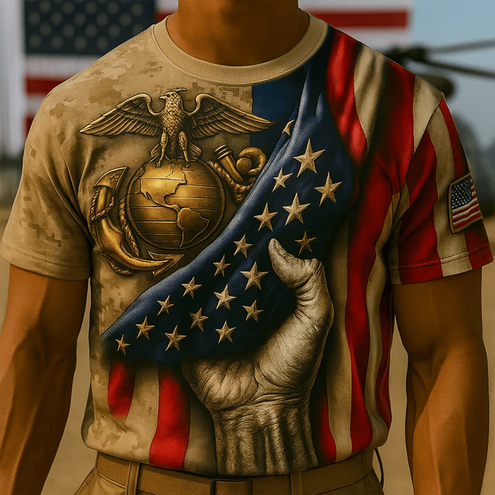 USMC 250th Anniversary T-Shirt American Flag Marine Corps Merch Usmc Gift Ideas