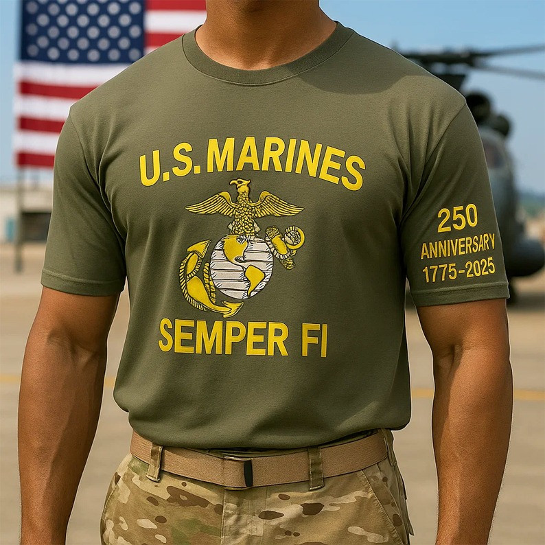 USMC 250th Anniversary T-shirt Gift For Patriotic, Military, Proud Military Navy