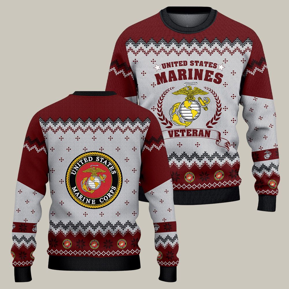 USMC 250th Anniversary Ugly Christmas Sweater Marine Unit Pride Veteran Merch Usmc Gifts