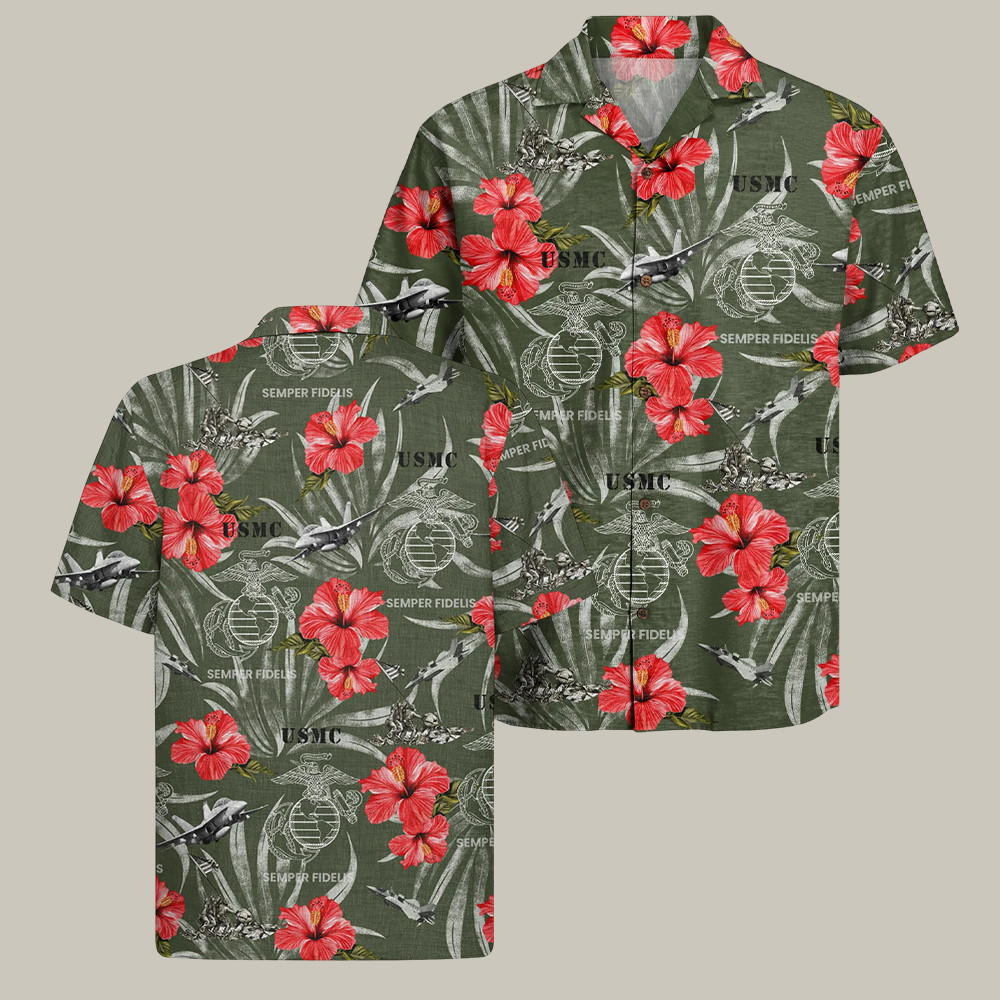 USMC 250th Birthday Hawaiian Shirt Semper Fidelis Patriotic Clothing Presents For Him
