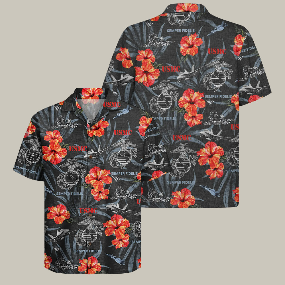 USMC 250th Birthday Hawaiian Shirt Semper Fidelis Patriotic Clothing Veteran Gifts For Dad