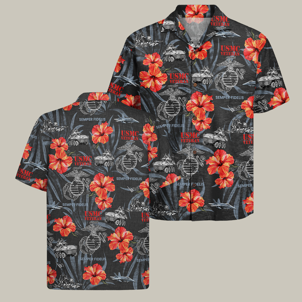 USMC 250th Birthday Hawaiian Shirt Semper Fidelis Patriotic Clothing Veteran Gifts For Him