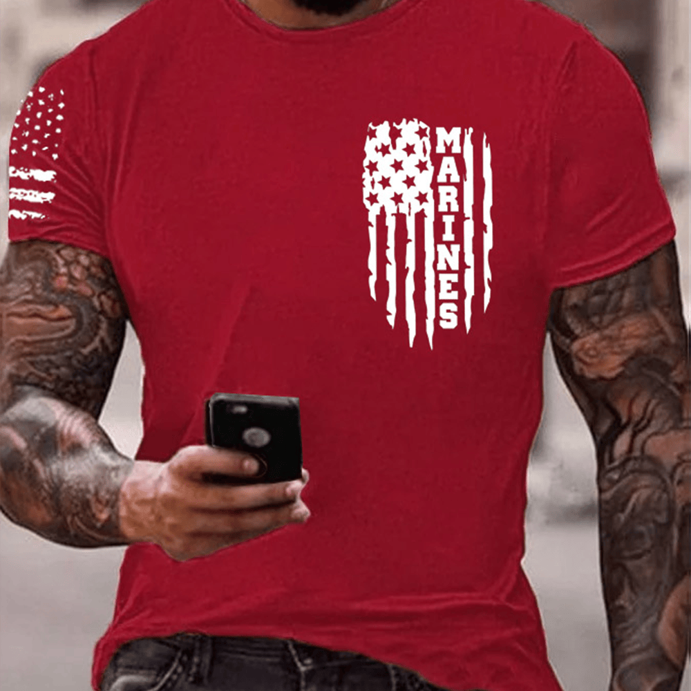 USMC 250Th Birthday Red T-Shirt Marines American Flag Merch Us Marine Corps Gifts