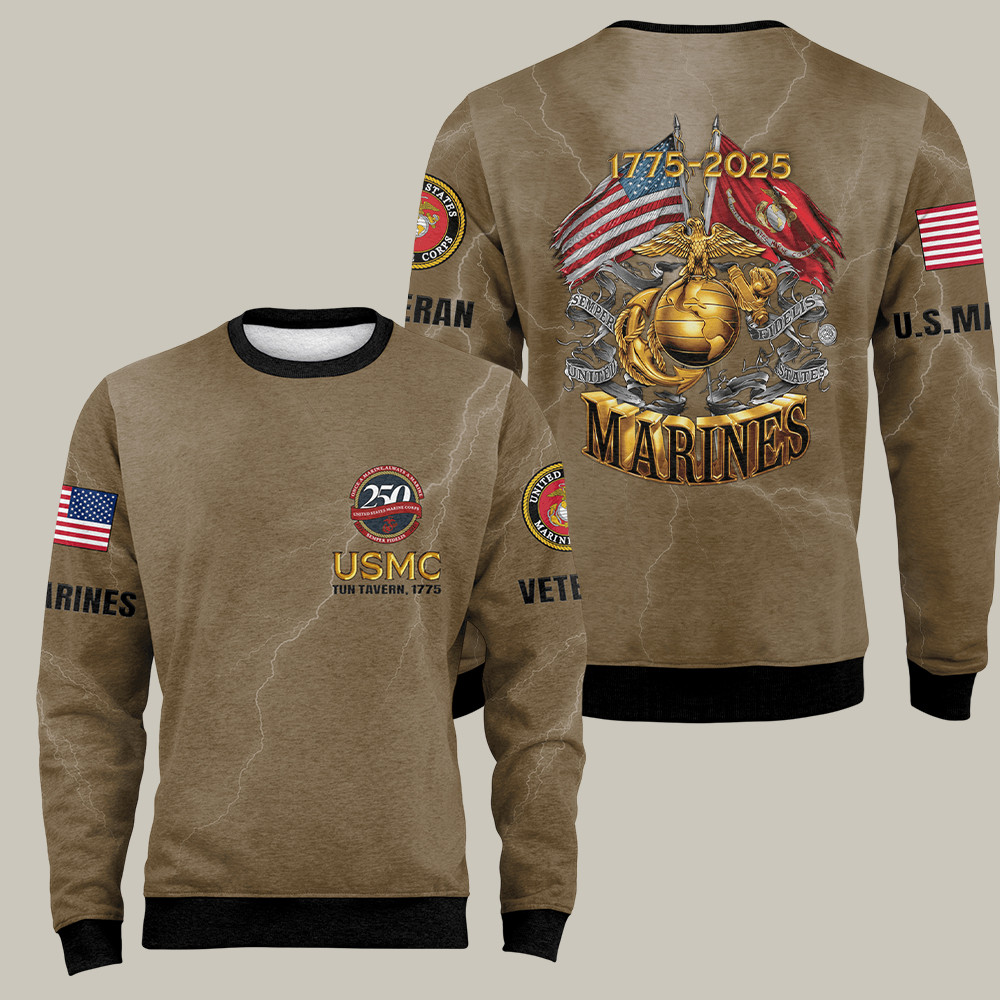 USMC 250th Birthday Sweatshirt Tun Tavern 1775 Marine Life Apparel USMC Gifts For Him