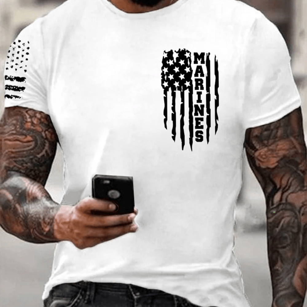 USMC 250Th Birthday White T-Shirt Marines American Flag Merch Us Marine Corps Gifts