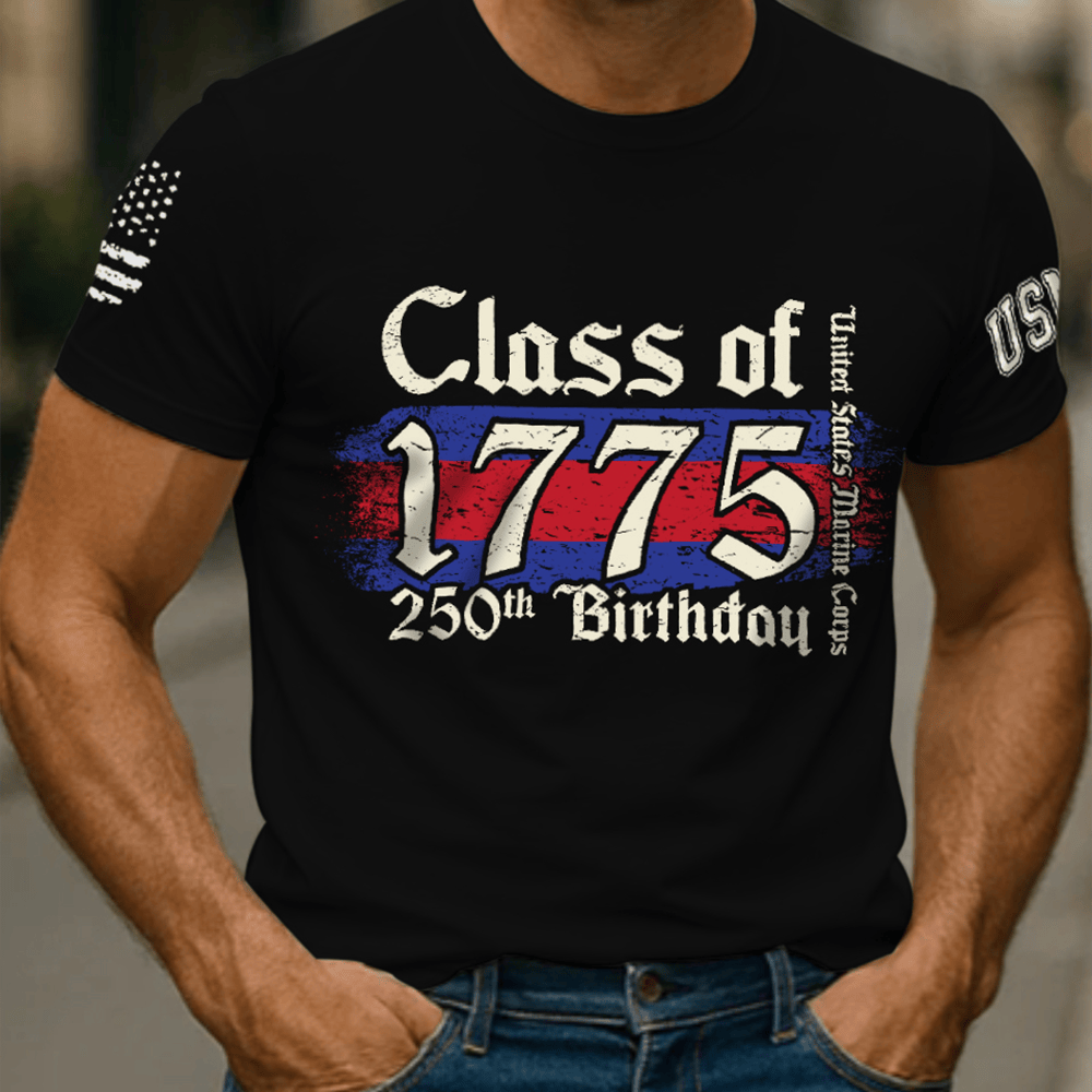USMC Class Of 1775 250th Birthday Black T-Shirt Veteran Merch Marine Corp Birthday Gifts