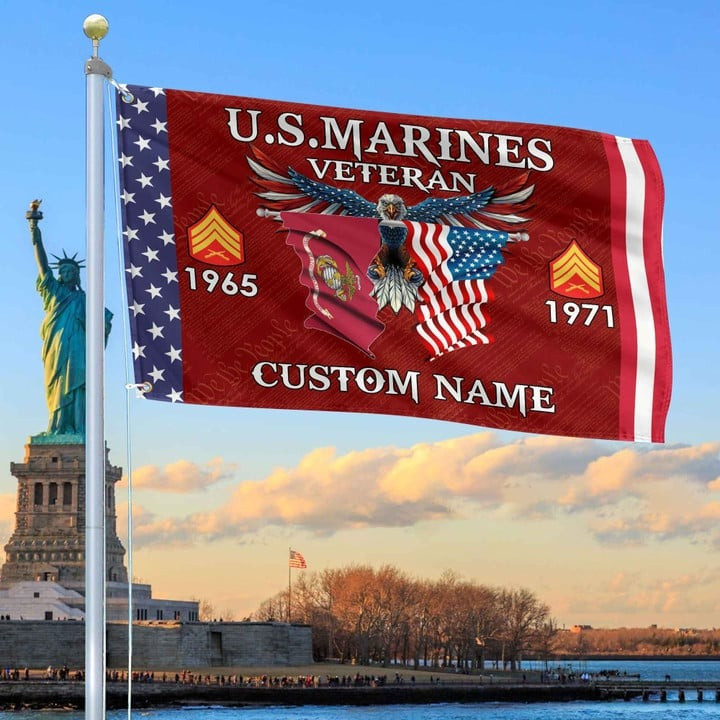 USMC Custom Grommet Flag 2 Gifts for Marine Veteran for Armed Forces Day and Veterans Day