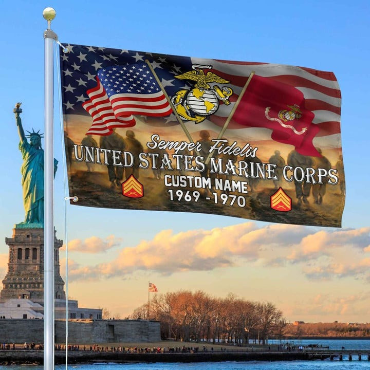 USMC Custom Grommet Flag Gift for Marine Veteran Dad or Husband for Veterans Day