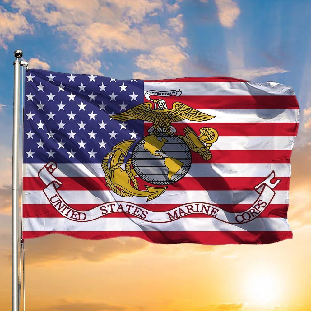 USMC Flag US Marine Corps American Flag Patriotic Marine Decor Indoor Outdoor Gifts