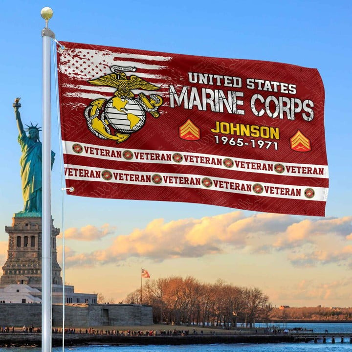 USMC Grommet Custom Flag Gift for Marine Veteran Armed Forces Day Proud Veterans Day