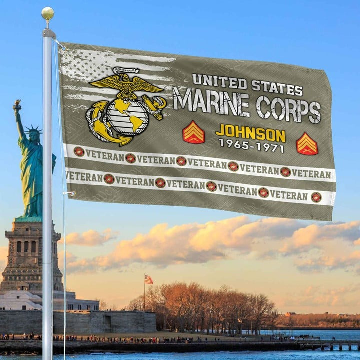 USMC Grommet Custom Flag Gift for Marine Veteran Armed Forces Day Veterans Day