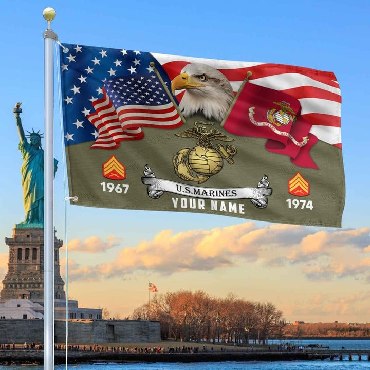 USMC Grommet Custom Flag Gift for Marine Veteran Best Gift for Father Armed Forces Day Veterans Day