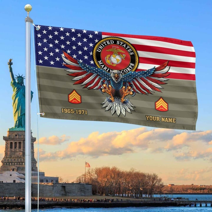 USMC Grommet Custom Flag Gift for Marine Veteran Dad and Husband Armed Forces Day Veterans Day