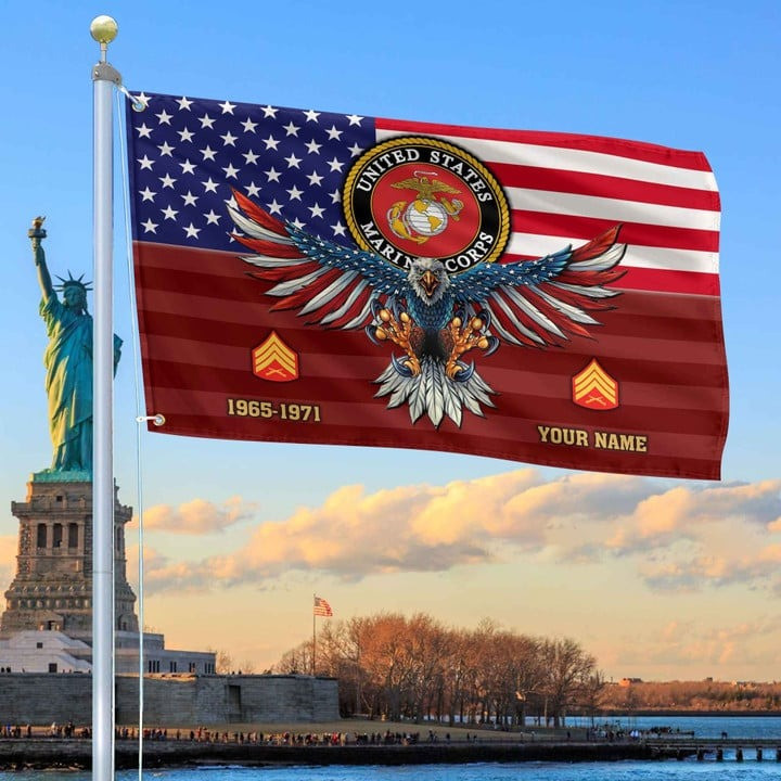USMC Grommet Custom Flag Gift for Marine Veteran Dad and Husband Armed Forces Military Day Veterans Day