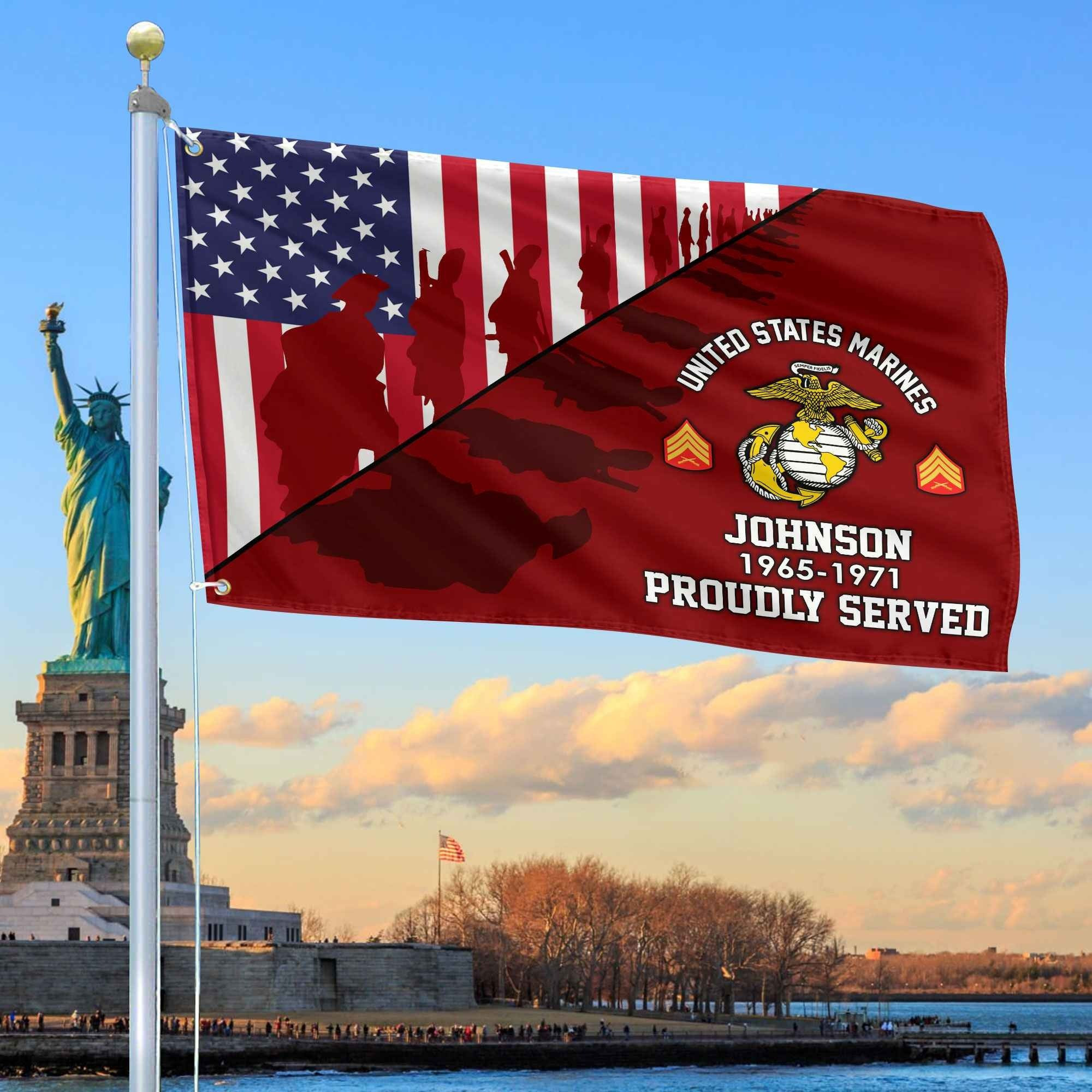 USMC Grommet Custom Flag Gift for Proud Marine Veteran Dad and Husband Armed Forces Day Veterans Day