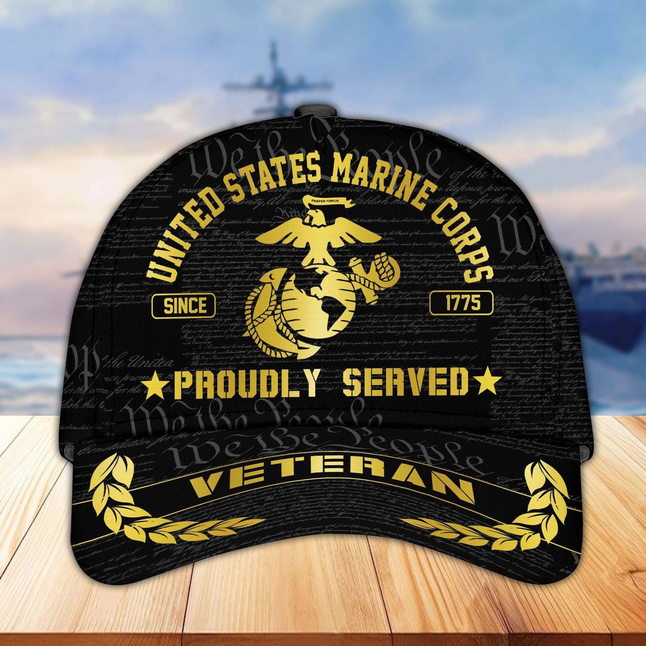 USMC Marine Veteran We The People Cap Proudly Served Hat Military Gift for Dad