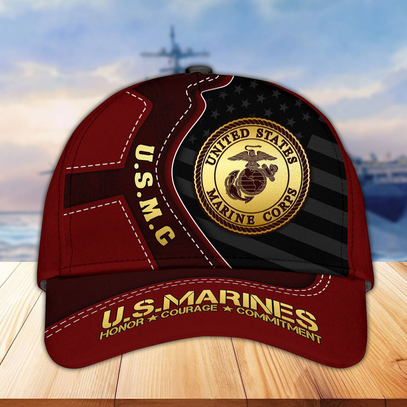 USMC Marines Veterans Cap Honor Courage Commitment Hat Gift for Father