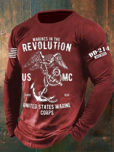 USMC Merch Long Sleeve Shirt Marines In The Revolution Since 1934 Veteran Honoring Gifts