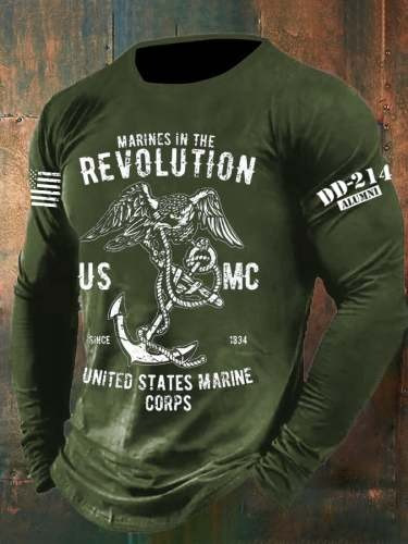 USMC Merch Long Sleeve Shirt Marines In The Revolution Since 1934 Veteran Honoring Gifts