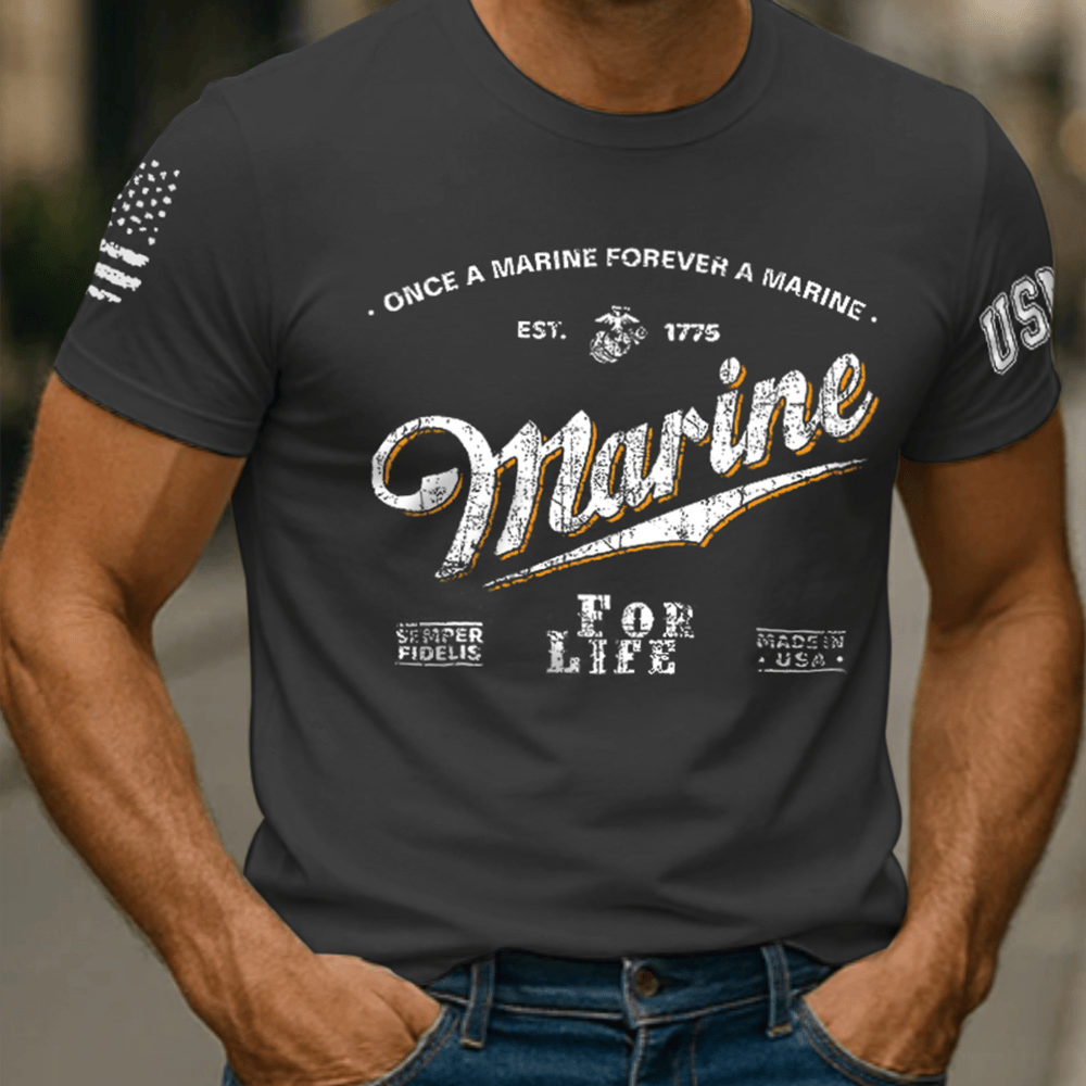 USMC Once A Marine Forever A Marine T-Shirt Usmc Merch Patriotic Gifts For Men