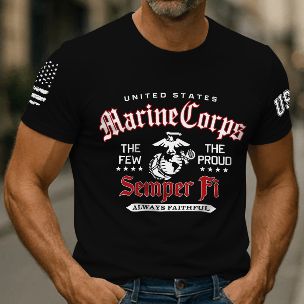 USMC Semper Fi Always Faithful T-Shirt The Few The Proud Shirt Gifts For Veteran