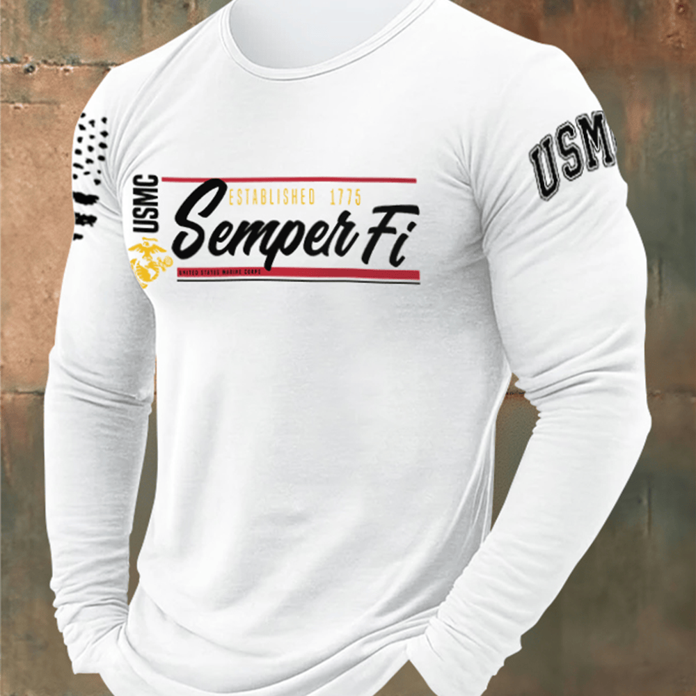 USMC Semper Fi Long Sleeve Shirt Marine Clothing Patriotic Apparel Usmc Birthday Gifts