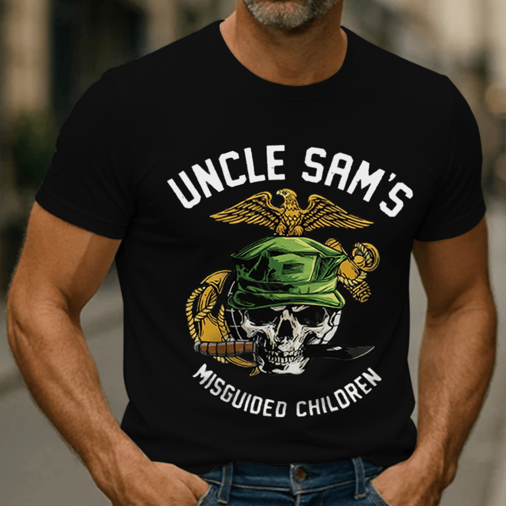 USMC Uncle Sam's Misguided Children Black T-Shirt Veteran Merch Gifts For Us Marines