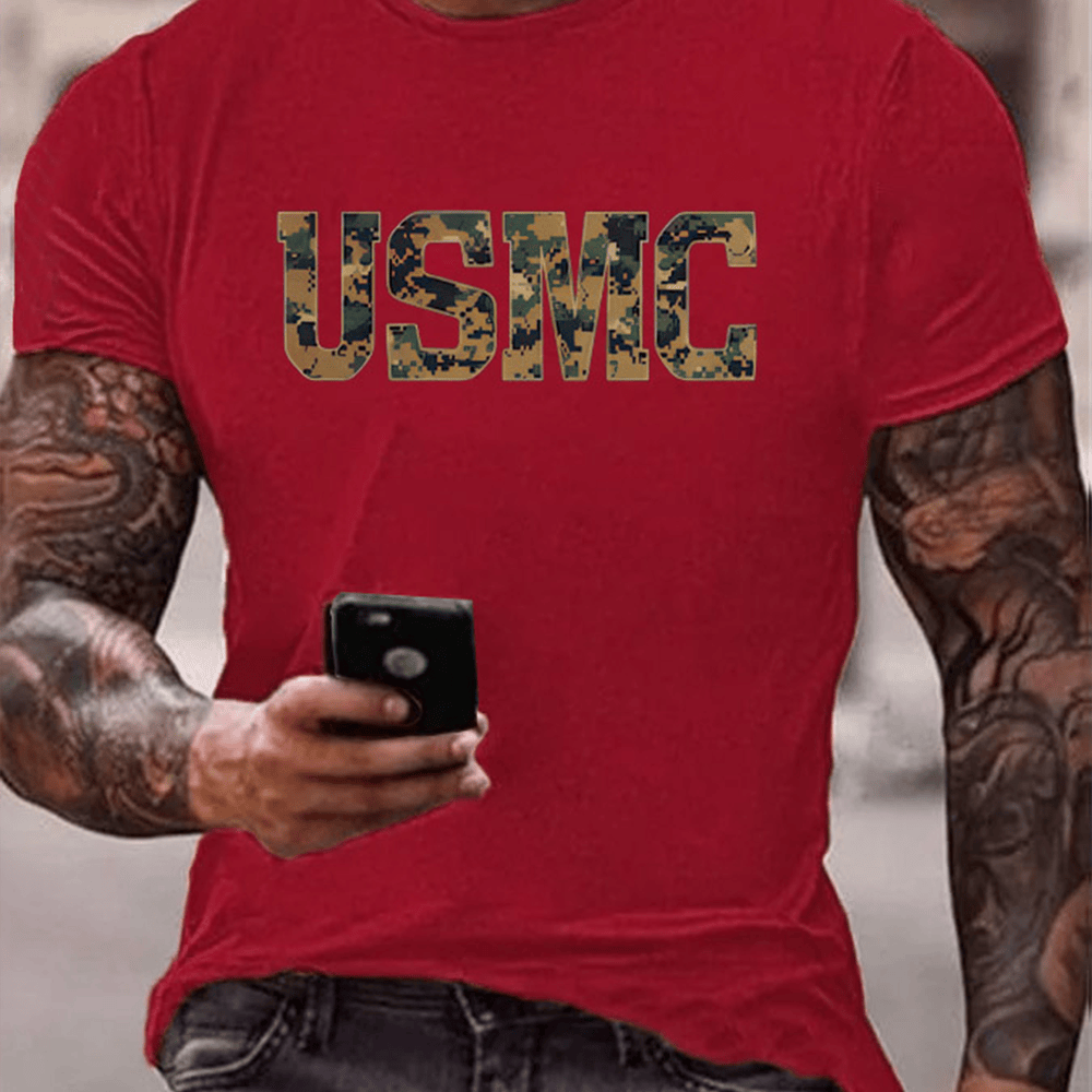 USMC Veteran 250th Anniversary Camo Red T-Shirt Usmc Apparel United States Marine Gifts