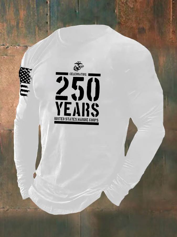 USMC Veteran 250th Anniversary Long Sleeve Shirt Marines Apparel USMC Gifts For Him