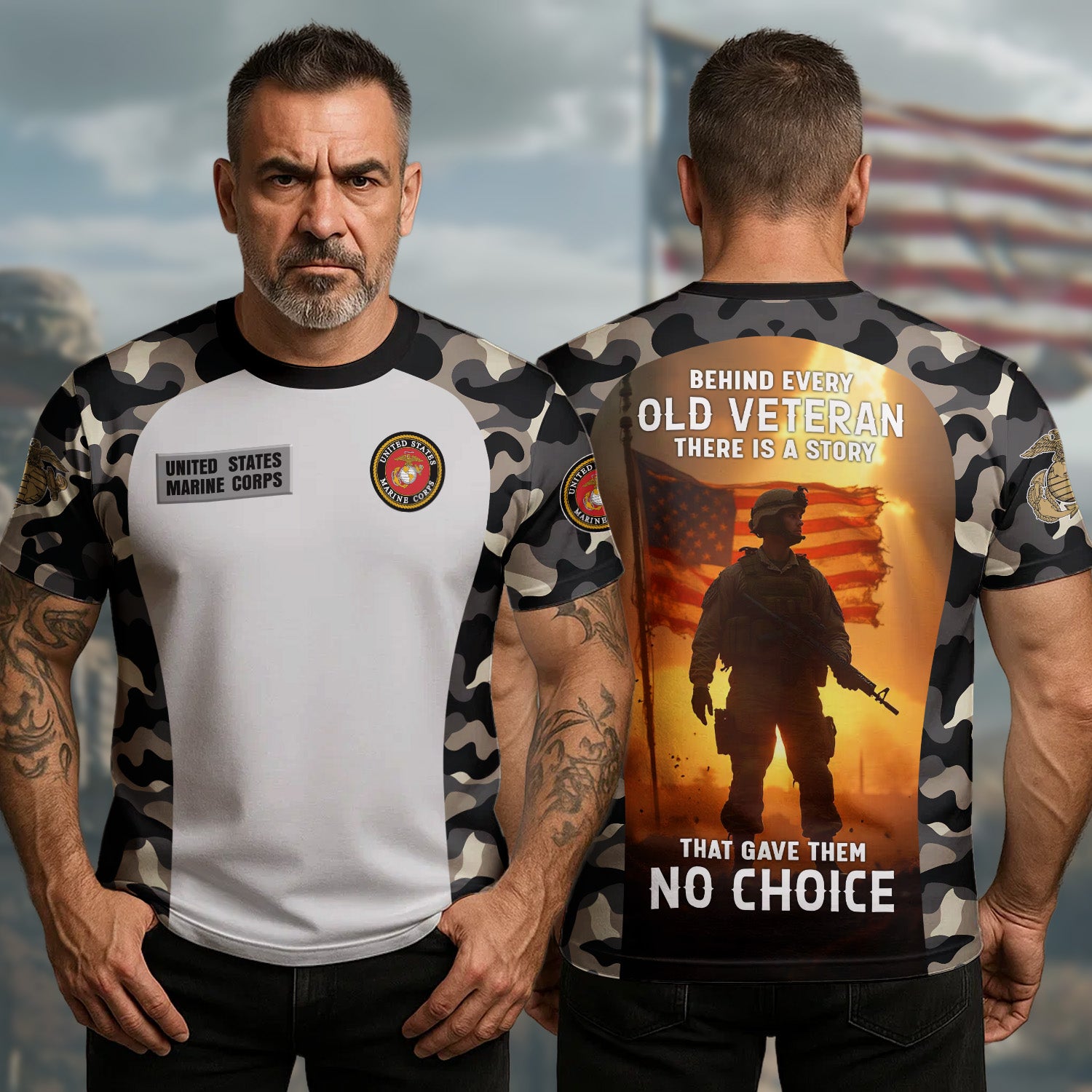 USMC Veteran 250Th Anniversary T-Shirt Behind Every Old Veteran Proud Veteran Merch