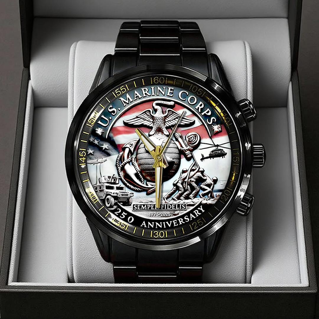 USMC Veteran 250Th Anniversary Watch Semper Fidelis Marines Watch Gifts For US Marines