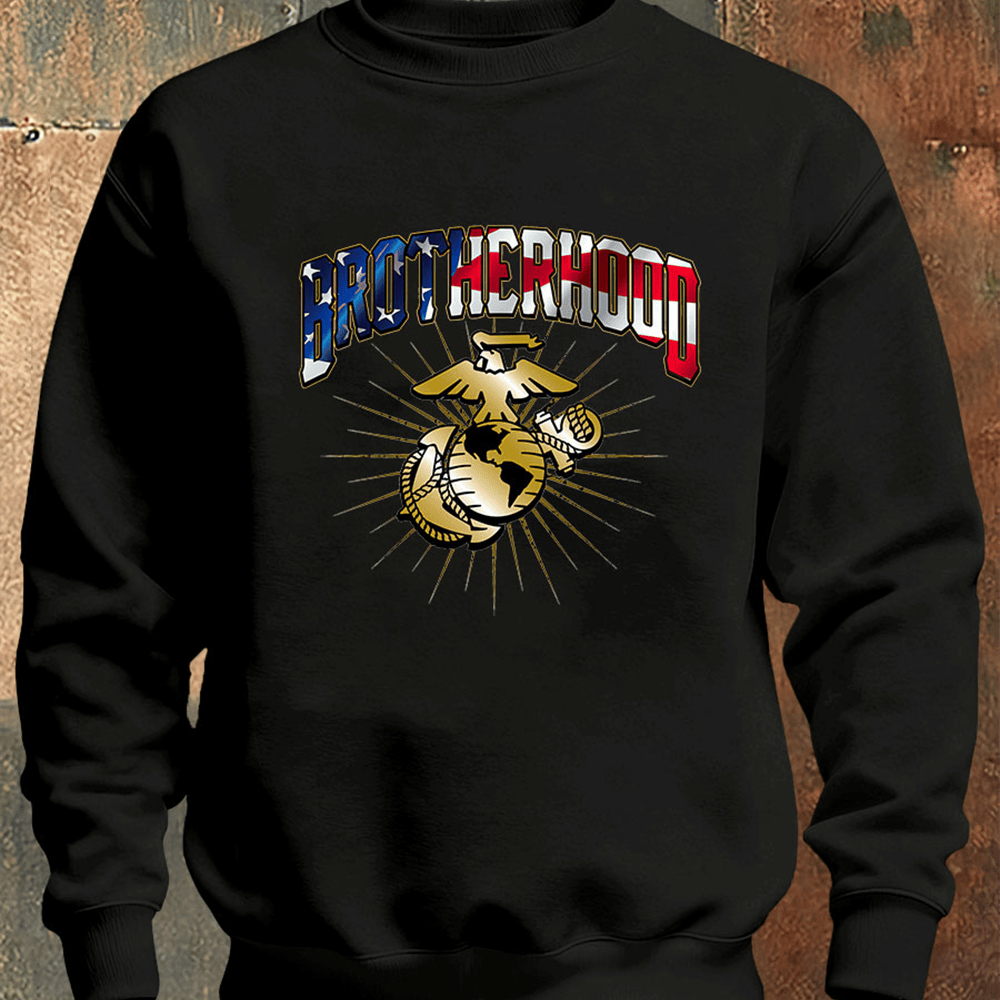 USMC Veteran Black Sweatshirt Brotherhood Usmc Sweatshirt Marine Corp Birthday Gifts