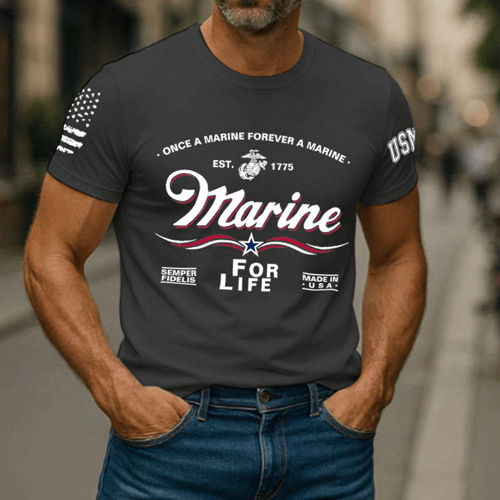 USMC Veteran EST 1775 T-Shirt Once A Marine Forever A Marine Shirt Marine Retirement Gifts