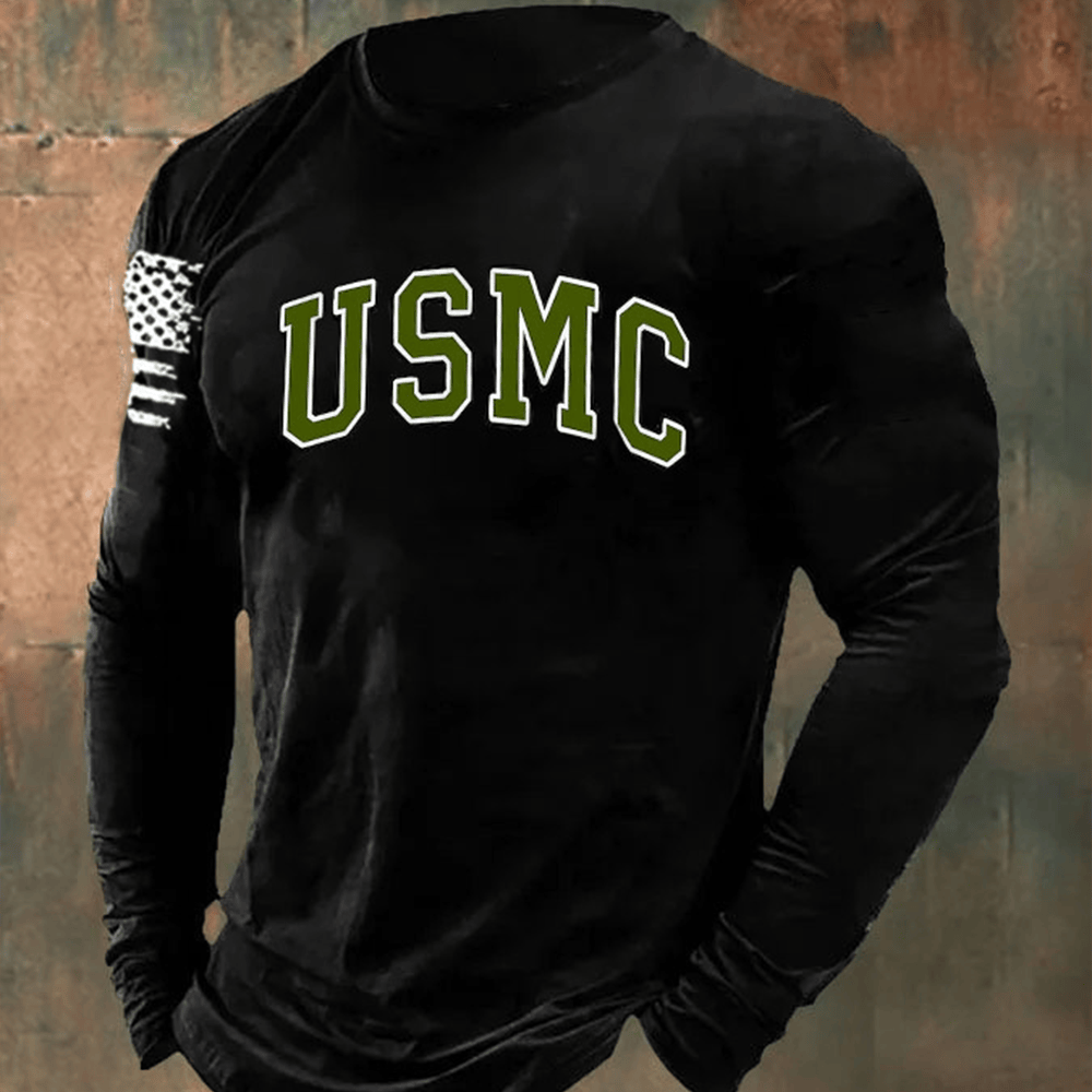 USMC Veteran Long Sleeve Shirt Proud Marines Patriotic Apparel Gifts For Marine Veterans