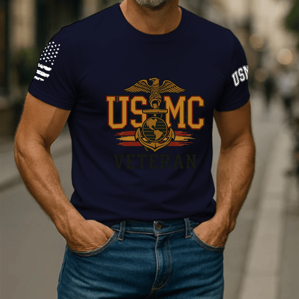 USMC Veteran T-Shirt American Flag Usmc Apparel Great Gifts For Marines