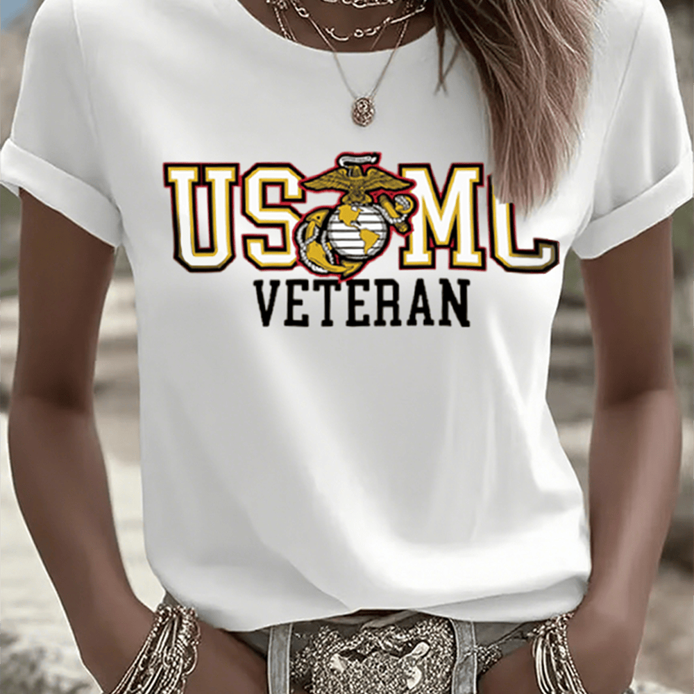 USMC Veteran White T-Shirt Semper Fi Proud Marines Marine Corp Birthday Gifts