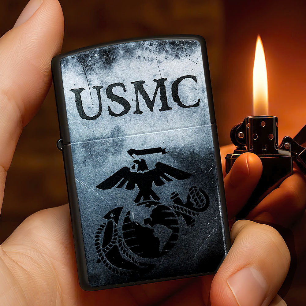 USMC Zippo Lighter Case Marine Corps Merch Birthday Gifts For Veterans