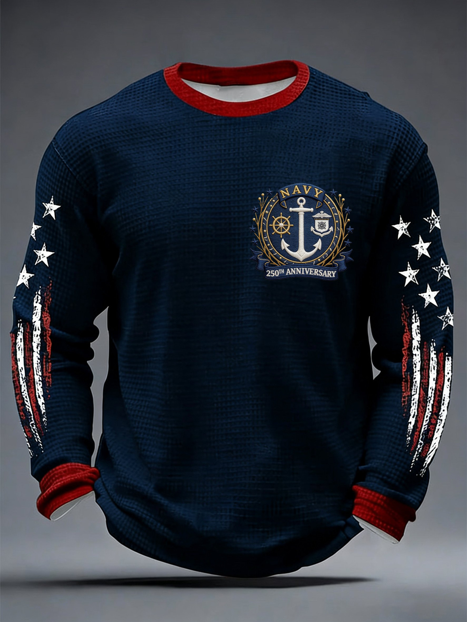 USN 250th Anniversary 1775 2025 Sweatshirt Navy Anchor Pattern Unique Gifts For Navy Veterans