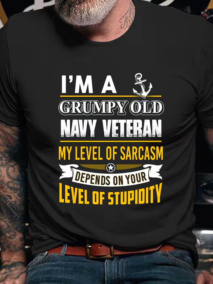 USN Veteran T-Shirt I'm A Grumpy Old Navy Veteran Military Clothing Gifts For Navy Veterans