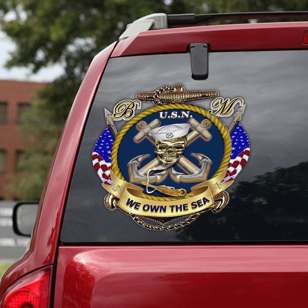 USN We Own The Sea Car Sticker US Navy Military Sticker Gifts For Navy Veterans