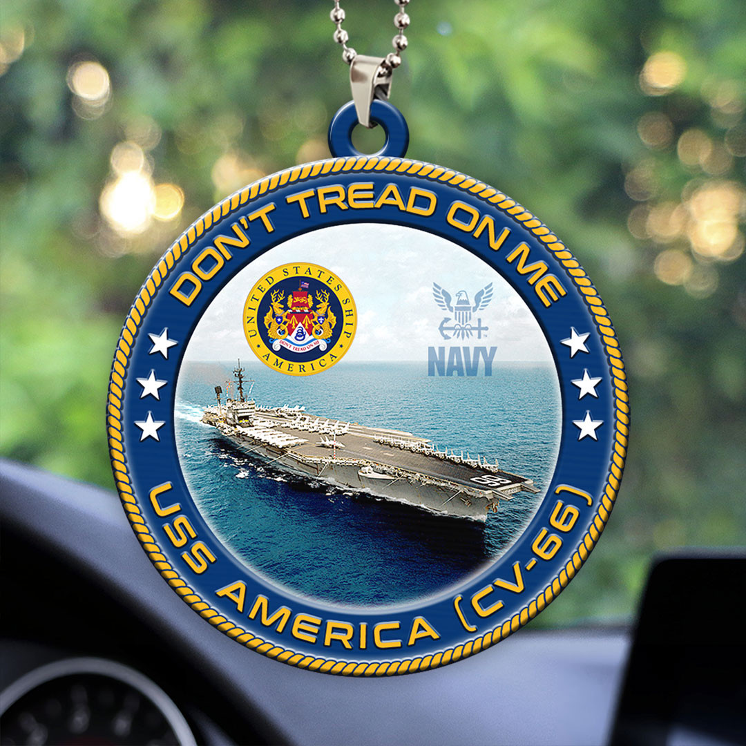 USS America CV 66 Car Ornament Don't Tread On Me Car Decor Xmas Presents
