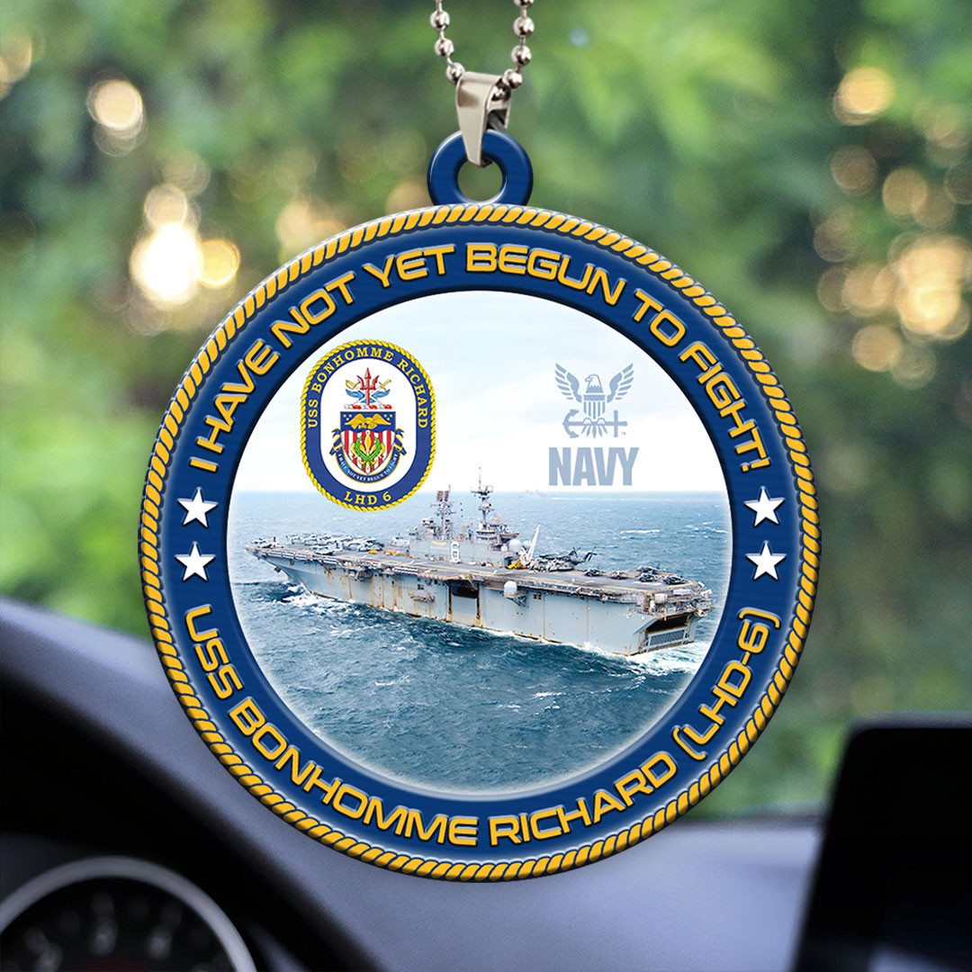 USS Bonhomme Richard LHD 6 Car Ornament Navy Strong Car Decor Gifts For Father