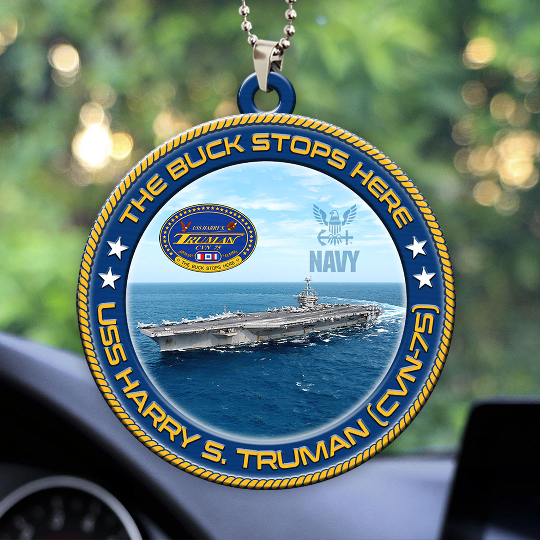 USS Harry S Truman CVN 75 Car Ornament The Buck Stops Here Car Decor Xmas Gift Ideas