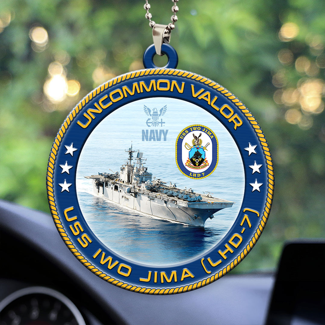USS Iwo Jima LHD 7 Forged By The Sea Car Decor Christmas Gift For Veterans