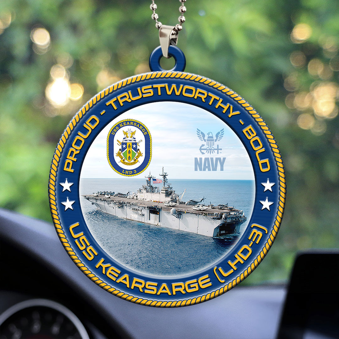 USS Kearsarge LHD 3 Car Ornament Proud Trustworthy Bold Car Decor Xmas Gift Ideas