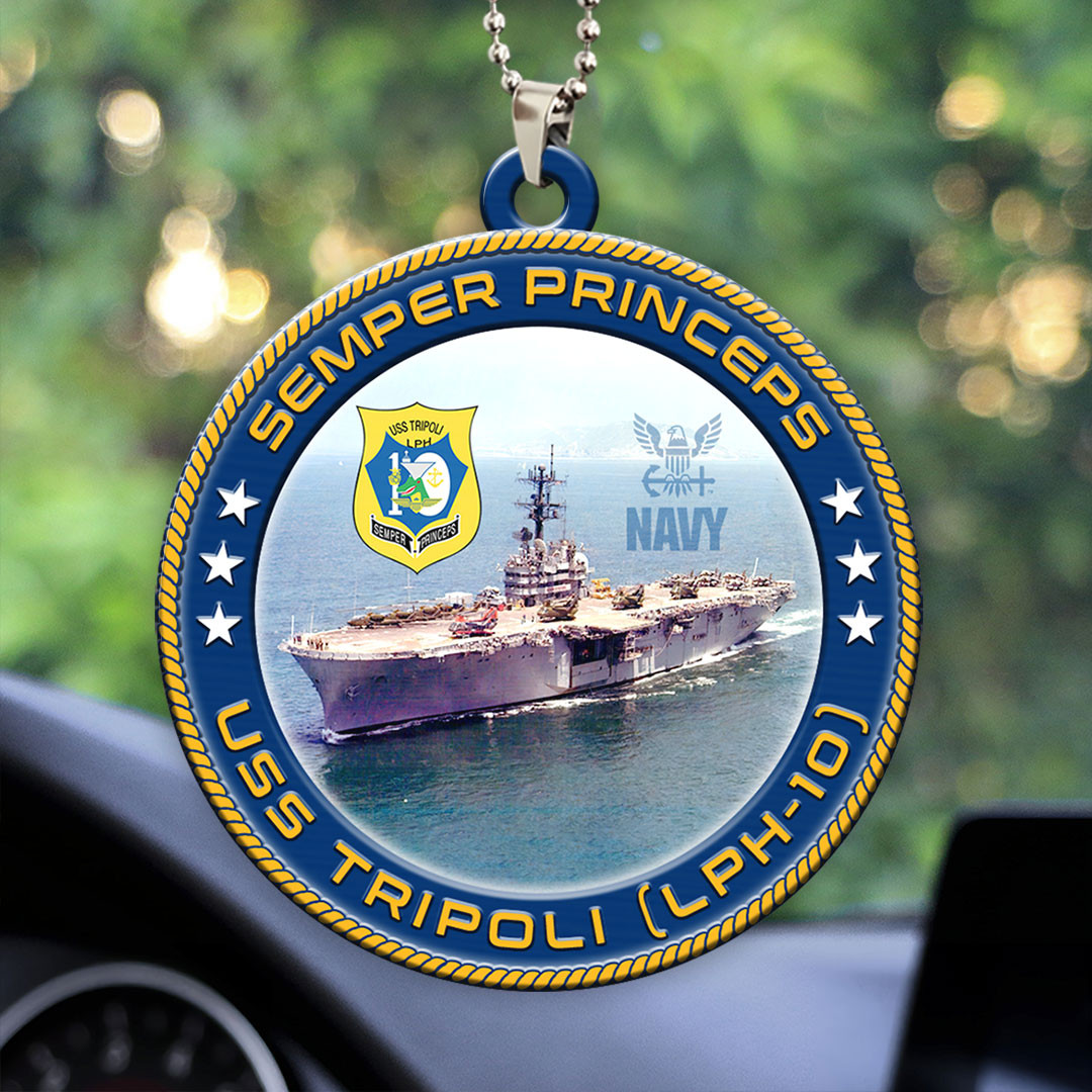 USS Tripoli LPH 10 Car Christmas Ornament Semper Princeps Car Decor Christmas Gift Ideas
